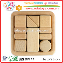 11pc Top Grade Beech Wood Baby Block Toy, Монтессори Вдохновленная сенсорная игрушка для детей